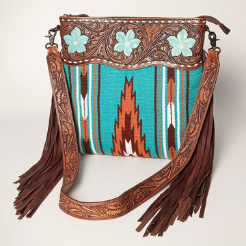 American Darling Signature Crossbody Hand Tooled Saddle Blanket Genuine Leather Western Women Bag Handbag Purse | for Cute